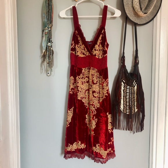 Anthropologie Dresses & Skirts - Hale Bob velvet & sequin red dress